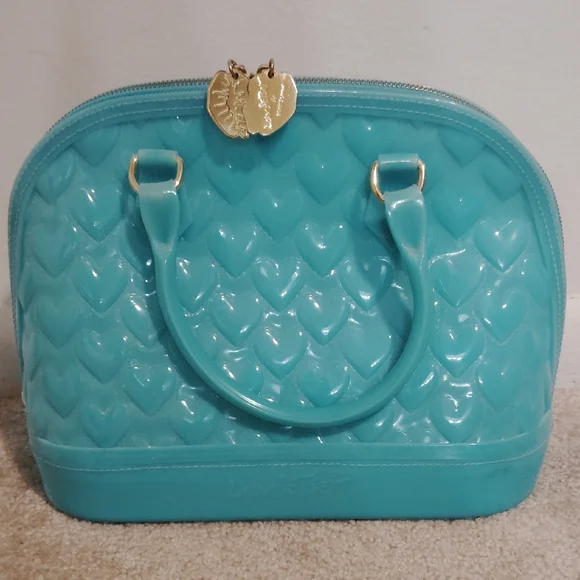 Betsey Johnson Aqua Heart Satchel - Picture 1 of 10